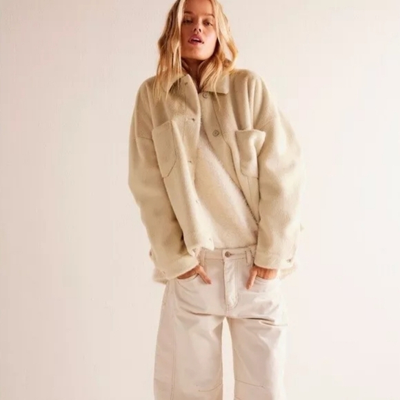 We The Free Cozy Opal Swing Button Up Faux Fur Jacket Size Small Women's - Picture 2 of 16